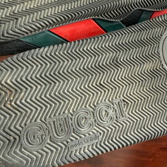 Gucci Web Pannelled Rubber Sandals Womens Slides size 9 green red - Picture 8 of 16